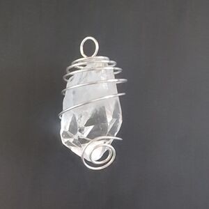 Wire Wrapped Clear Crystal Pendant